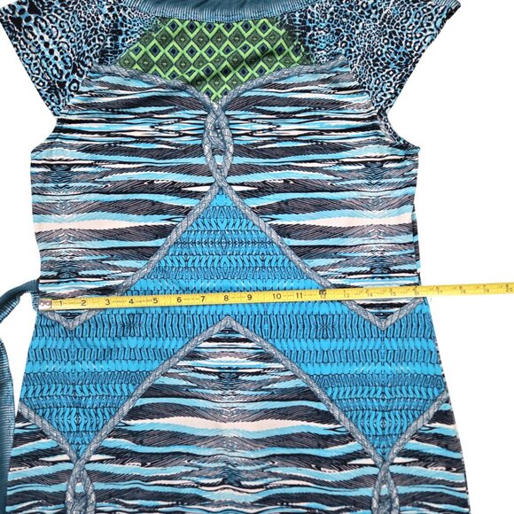 Beige by Eci Turquoise Black Fit Flare Dress 10 Designer Details Turquoise Black - Picture 10 of 14